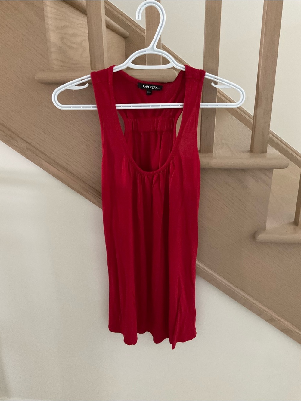 George Vibrant Red Rayon Racerback Sleeveless Tank - Medium